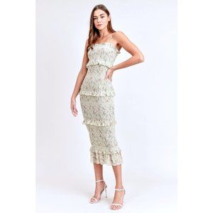 Smocked Tiered Midi Dress